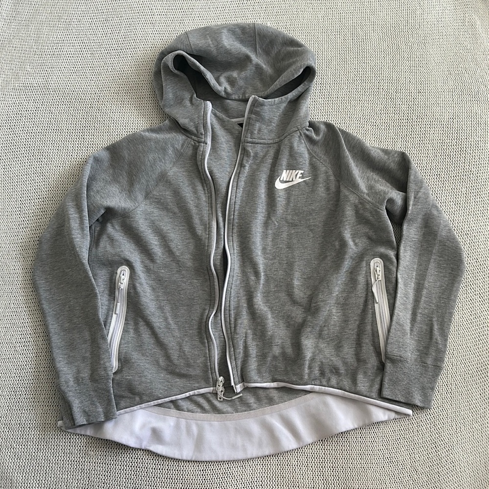 Nike Full Zip Jacket Gray and White Size Medium